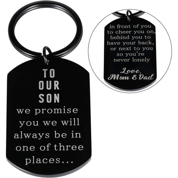 Gifts for Son from Mom Dad Off to College First Day of School Back to School Gifts for Teen Boys Inspirational Keychain Son Birthday University Christmas Graduation Gifts for Him Stepson Double Sided