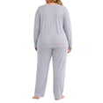 thumbnail image 5 of Asxite Plus Size Womens Pajamas Solid Fleece Long Sleeve Top and Pants Warm Matching Set, 5 of 7