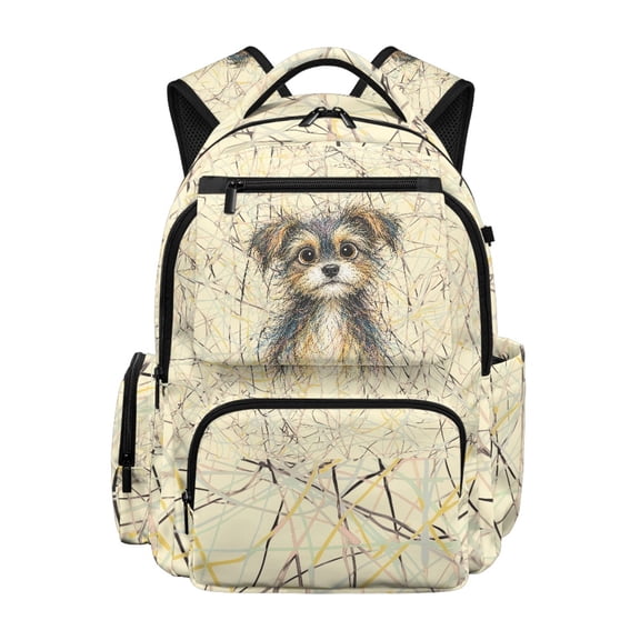 Chririnla Cute Yorkshire Terrier Lightweight Backpack 17", Polyester Large Capacity Daypack with Adjustable Straps for Kids Back to School