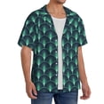 thumbnail image 2 of Yiaed Green Vintage Peacock Print Mens Casual Wrinkle Free Shirts Short Sleeve Button Down Summer Stretch Dress Shirt-4X-Large, 2 of 5