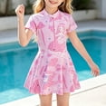 thumbnail image 3 of Lullu Girls Half Zip Short Sleeve Rashguard Swim Dress One-Piece Swimsuit with UPF50+, 3 of 6