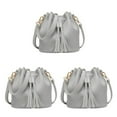 thumbnail image 2 of Maytalsory Chic Small Shopping Bucket Shoulder Bag Drawstring Purse Handbag Blue Gray 22x11x19CM 3Set, 2 of 6