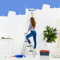 ZenSports Folding 3 Step Steel Ladder Max.300lbs Step Stool Anti-Slip Pedal, Gray