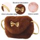 thumbnail image 3 of Mini bolsos de hombro peludos con nudo de lazo encantador para niños y niñas, bolsos cruzados, 3 of 6