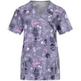 thumbnail image 1 of Minty Mint, Women's, Stretch Printed V-Neck Medical Scrub Top, Grey, L, 1 of 2