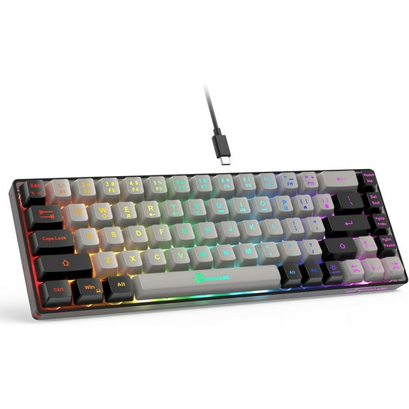 65% Gaming Keyboard, Wired Backlit Mini Ultra-Compact Anti-Ghosting No-Conflict 68 Keys Membrane Keyboard for PC Laptop Windows Gamer