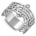 thumbnail image 4 of Sterling Silver Women's Treble Clef Note Ring Wholesale 925 Band 12mm Jewelry Female Male Size 6, 4 of 4