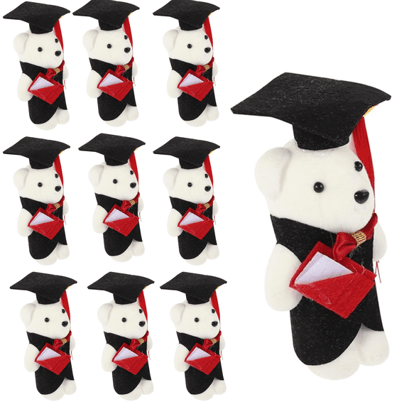 KLYZONIC 10X Mini Graduation Bear Plush with Graduation Caps Party Favors for Kindergarten Elementary High School