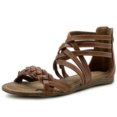 

Ollio Women s Shoe Gladiator Strappy Zip Closure Sandal M1803