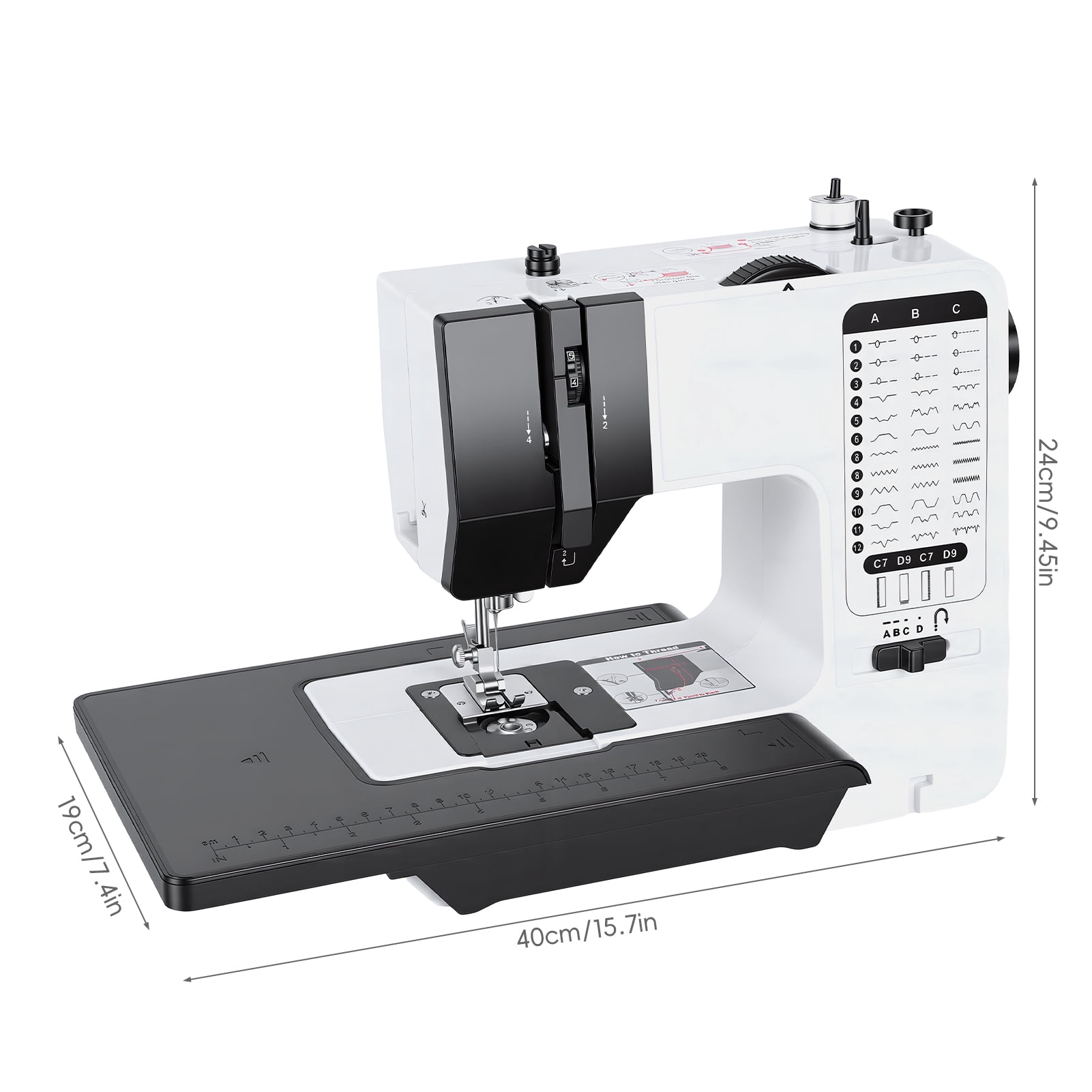 Household Sewing Machine, Small Electric Sewing Machine, 38 Built-in Stitches, Two Speeds, LED Light, Sewing And Quilting Machine for Home Use, Small Spaces
