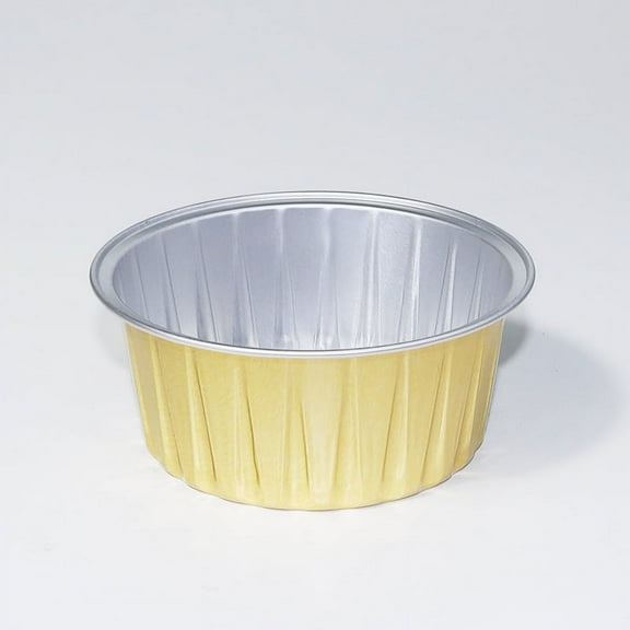 XmhyTop 100 Pack Mini Disposable Cake Pans, Aluminum Foil Circular Baking Cups, 3.3x3.3 Small Baking Cake Tins Cup Cake Containers for Individual Cakes ,Yellow,Does not include the lid