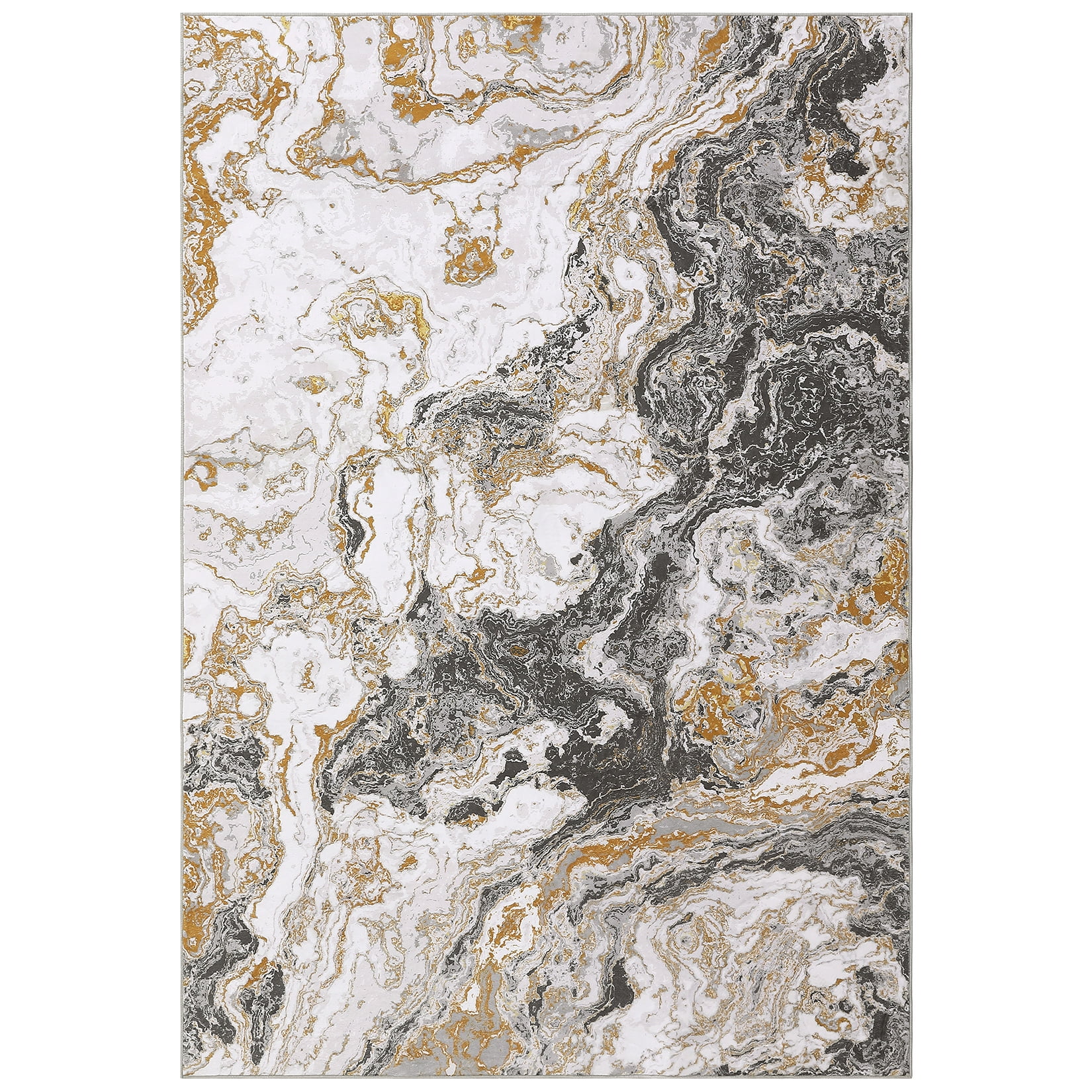 Modern Abstract Marble Print Area Rug 4' x 6'– Soft, Washable, Non-Slip & Non-Shedding(Grey)