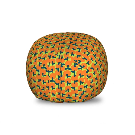 Nature Art Storage Toy Bag Chair, Orange Fruits Graphic Harvest Farm Organic Summer Graphic, Stuffed Animal Organizer Washable Bag, Large Size, Vermilion and Lime Green, by Ambesonne