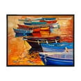 thumbnail image 1 of Designart Boats In The Harbor During Warm Colourd Sunset I FLOAT FRAME WALL ART, 1 of 4