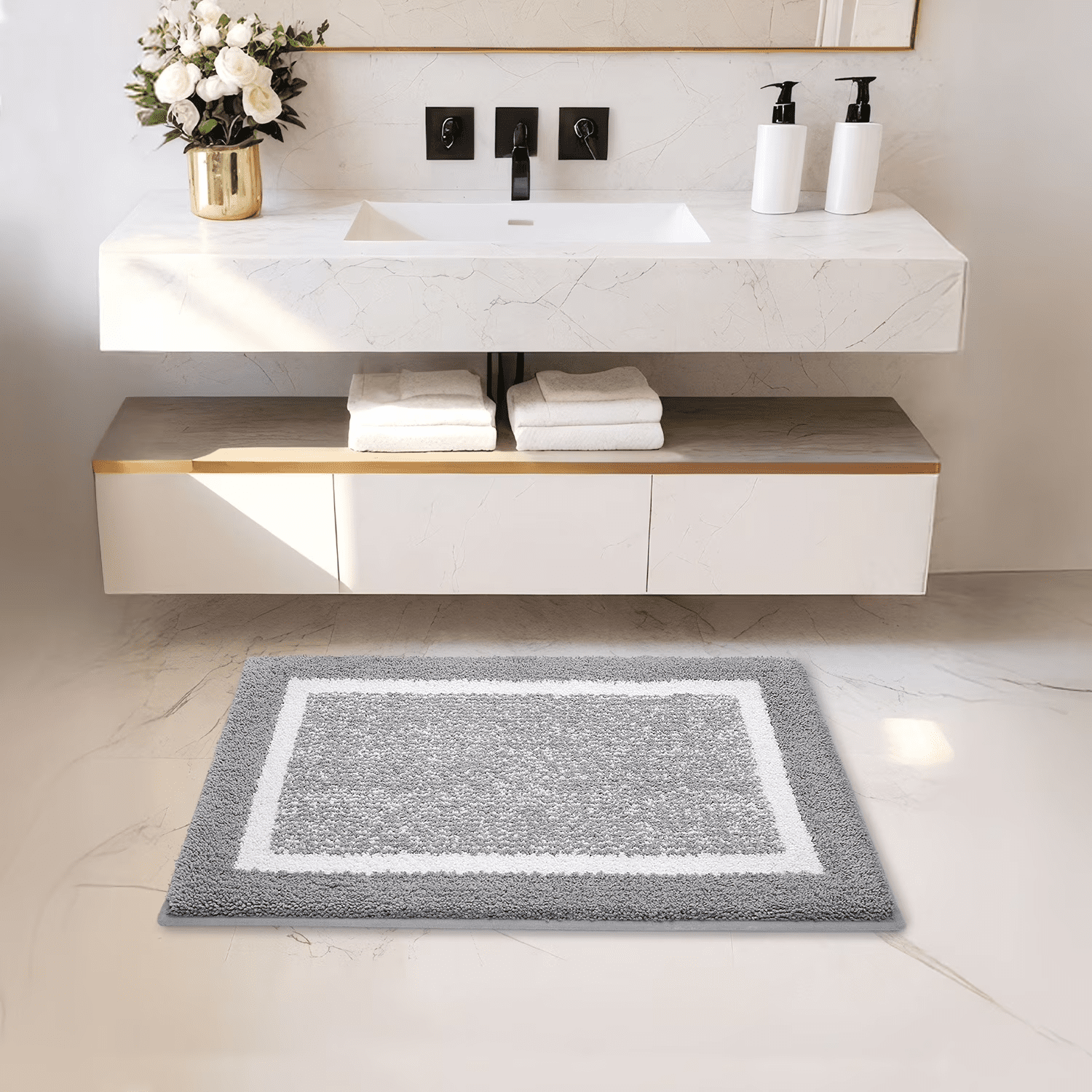 Tritex Microfiber Bath Rug, 20" x 30", Grey, 1-Piece