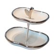 thumbnail image 4 of Bandeja para servir, bandeja decorativa multifuncional de cerámica para frutero. Blanco Plata, 4 of 9
