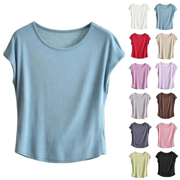 Antinious Women Solid Round Neck Pullover Versatile Sleeveless Plus Size Soft Loose Pajama Tops