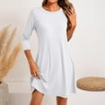 thumbnail image 6 of LISTHA Women's 3/4 Sleeve Dresses, Casual T-Shirt Dresses, Crew Neck Loose fit Swing Autumn Dresses, Tunic Dresses White S, 6 of 6