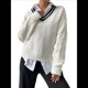 thumbnail image 2 of Suéteres Holgados con Cuello en V para Mujer, Jersey de Punto de Larga, Suéter Grueso A Rayas, Blusas Casuales de Tenis Tipo Túnica L, 2 of 8