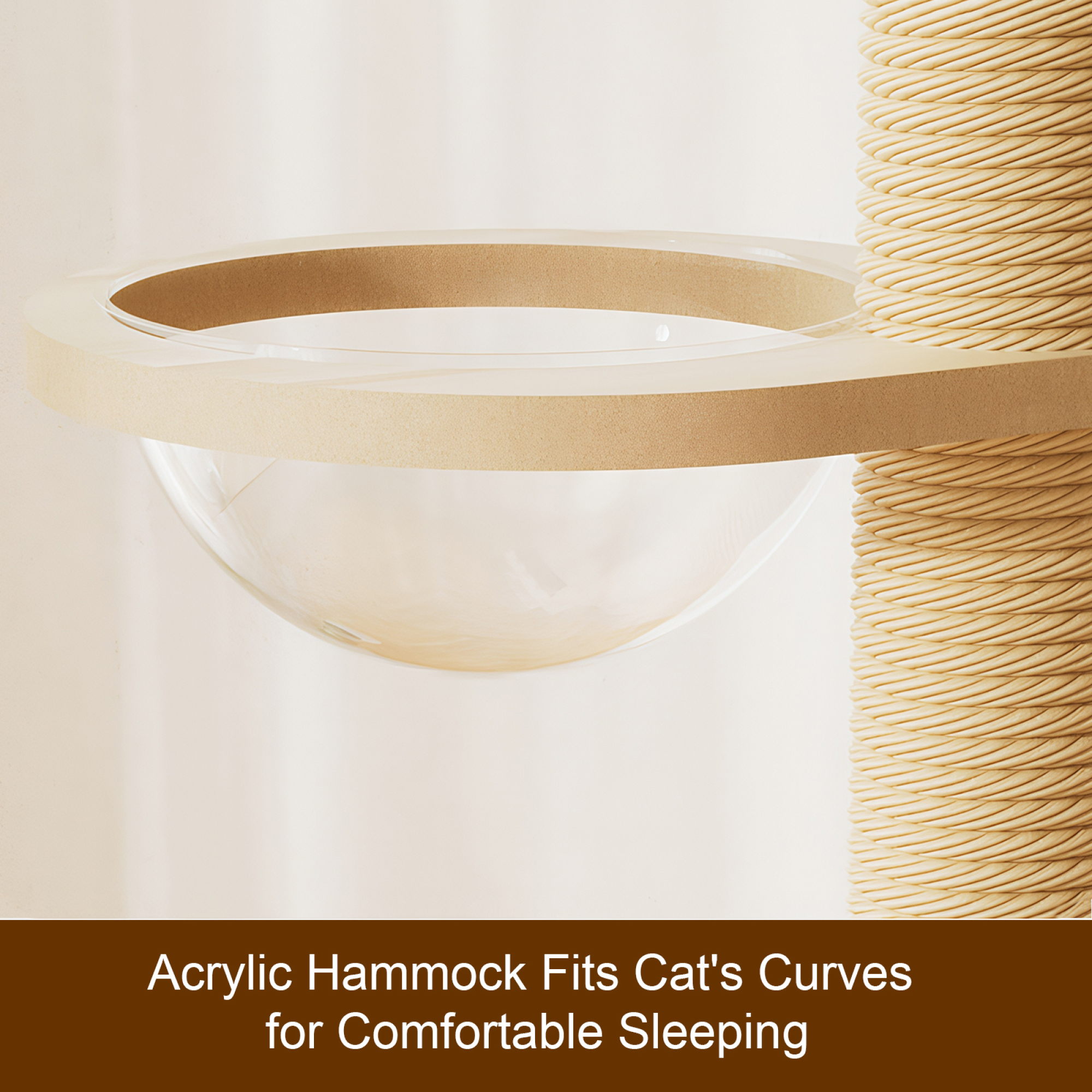 Leumius Modern Cat Activity Tree, Cat Tower with Scratching Post, Adjustable Height(98-110 Inch), Large Wood Condo Cave Bed and Hammock for Small Large Cats