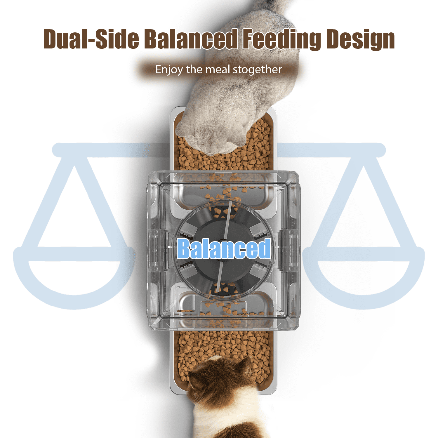 Automatic Cat Feeder, 5L/20 Cup Timed Food Dispenser, Adjustable Height, Voice Call, with 5G Wi-Fi APP Control, 2 Pet Bowls for 2 Cats and Dogs