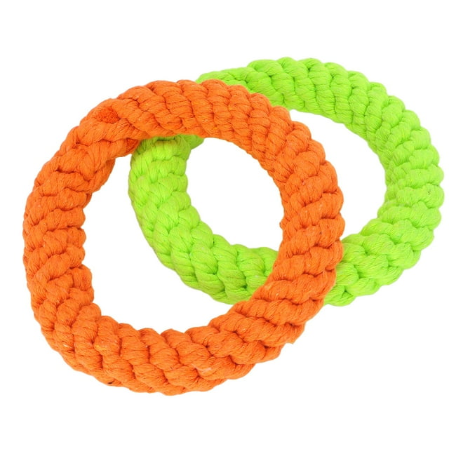 Rings Dog Toy, Natural Interactive Cotton Rope Rings Dog Toy Safe 2pcs For Playing For Teething Cleaning For Small Medium Dog