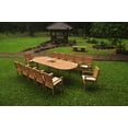 thumbnail image 4 of Grade-A Teak Dining Set: 12 Seater 13 Pc: 118" Double Extension Oval Table And 12 Wave Stacking Arm Chairs Outdoor Patio WholesaleTeak #WMDSWV14, 4 of 4