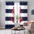 thumbnail image 5 of Navy Blue Stripe Nautical Kitchen Curtains 96 Inch Length, Red Anchor Summer Coastal Grommet Top Bedroom Living Room Curtains, Light Filtering Cafe Curtain Drapes 2 Panels Set 104''x96'', 5 of 9
