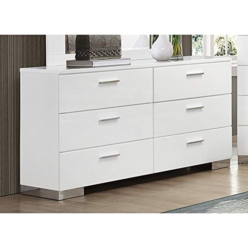 Coaster Felicity 6Drawer Dresser, Glossy White
