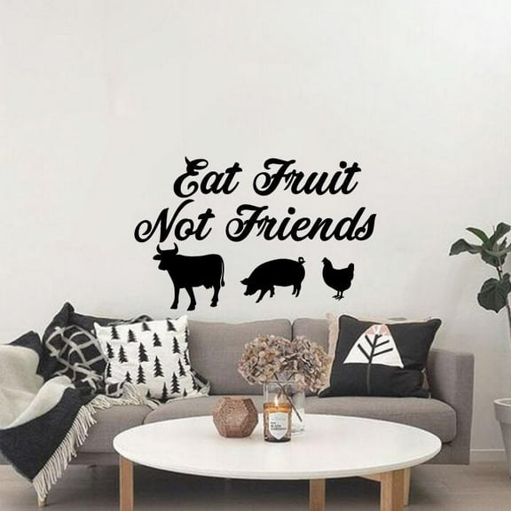 Eat Fruit Not Friends -Vegan Quote Vegetarian Lifestyle Vegetarianism Life Quote Vinyl Wall Art Sticker Decal Vegan Veganism Life Style Kitchen Room Dining Area Wall Design Home Decor Size(24x40 inch)