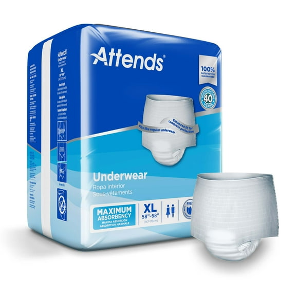 Attends Disposable Underwear Pull On with Tear Away Seams X-Large, AP0740, 44, 14 Ct