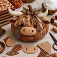 thumbnail image 7 of DIY Highland Cow Fabric Pumpkin Sewing Kit, Hand-Stitched Plush Halloween Decor with Horns, Rustic Autumn Table Centerpiece, 7.9x5.9x1.2 Inch, 1 Count, 7 of 7