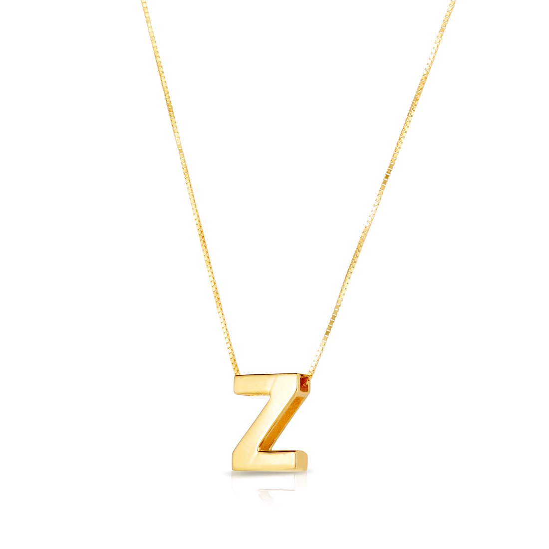 14k Yellow Gold Polished Letter Name Personalized Monogram Initial-z Necklace With Lobster Clasp 18 Inch Pendant Necklac