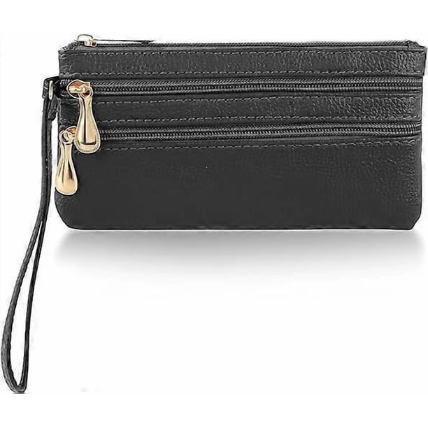 Wristlet Clutch Purse, Lambskin Soft Leather Long Multi-pocket Wrist Bag With Strap Portable Wallet for Women Coin Pocket Credit Card ID Key Headset