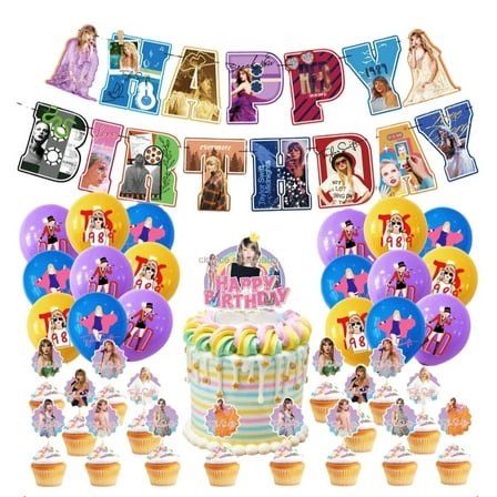 Taylor Pop Star Party Banner Tableware Decorations Cake Topper Supplies