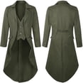 thumbnail image 2 of Men's Victorian Tailcoat Gothic Steampunk Long Jacket Halloween Cosplay Frock Coat for Masquerade Party, 2 of 6