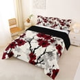 thumbnail image 2 of Homewish Red Cherry Blossom Queen Comforter Set,Traditional Japanese Sumi Comforter Sets Queen,Black Reversible,3pcs,1 Comforter and 2 Pillowcases, 2 of 7