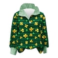 thumbnail image 2 of St. Patrick's Day Hoodie for Women Classic Plaid Pattern Ribbed Collared Button Placket Long Sleeve Loose Fit Festive Holiday Graphic Top, 2 of 6