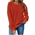 thumbnail image 2 of AGWOLF Crew Neck Sweatshirts Women Comfy Long Sleeve Pullover Tunic Solid Classic Tops Fall Clothes, 2 of 4