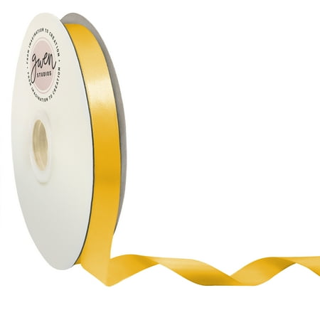UPC: 0810056346966 | Yellow Double Faced Satin Ribbon for Crafts  5/8  x 100 Yards by Gwen Studios