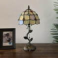 thumbnail image 4 of Tiffany Table Lamp Gold Stained Glass Crystal Beans LED Bulb Included for Living Room Bedroom Bedside 8"W*8"D*16"H, 4 of 5