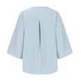 thumbnail image 3 of TKLPEHG Womens 3/4 Sleeve Tops Lightweight Ruffled Elegant Shirts 3/4 Sleeve T Shirts Summer Solid Color Casual Loose Going Out Tops Blouse(Blue,S), 3 of 6