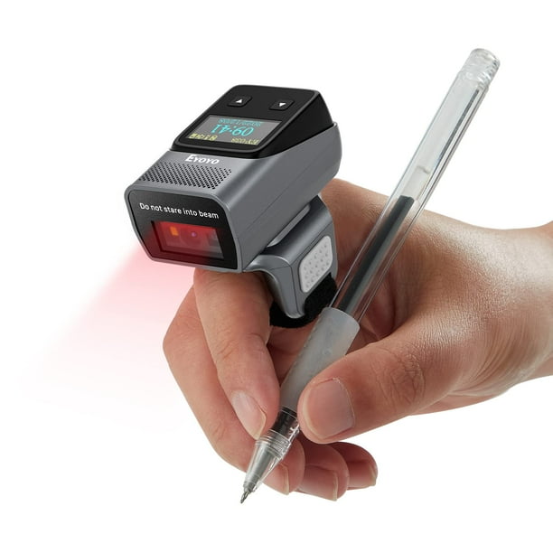 Escáner de código de barras en anillo Eyoyo 2D Bluetooth con pantalla LCD