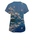 thumbnail image 4 of Flowers Printed Scrubs For Women V-Neck Medical Scrubs Short Sleeve Stretch Nurse Work Uniform Shirts Fashion Scrub Top With Pocket Royal Blue XL, 4 of 5