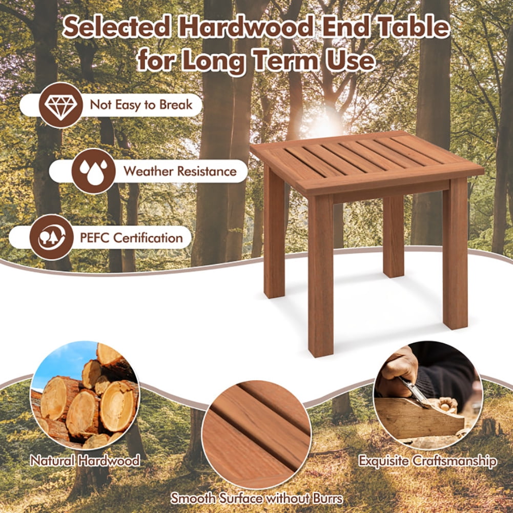 Aimee Lii Patio Hardwood Square Side Table with Slatted Tabletop, Outdoor Patio Furniture Aimee Lii Patio Hardwood Square Side Table with Slatted Tabletop, Outdoor Patio Furniture