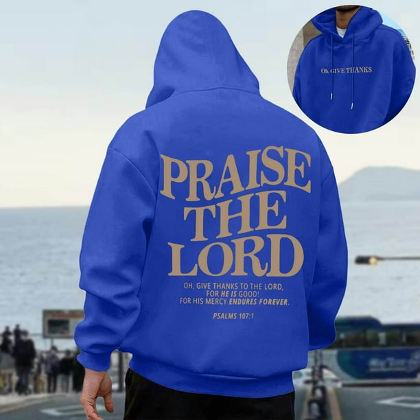 MHFRRA Sudadera con Capucha para Hombre, de Manga Larga, Informal, con Diseño Estampado, para Uso Diario, para El Hogar, Al Aire Libre, Senderismo, Otoño E Invierno, Tela Suave y Cómoda Azul