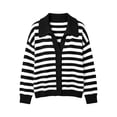 thumbnail image 4 of LUVDA Striped Knit Cardigan for Women Collared Button Up Sweater Colorblock Long Sleeve Casual Fall Top, 4 of 7