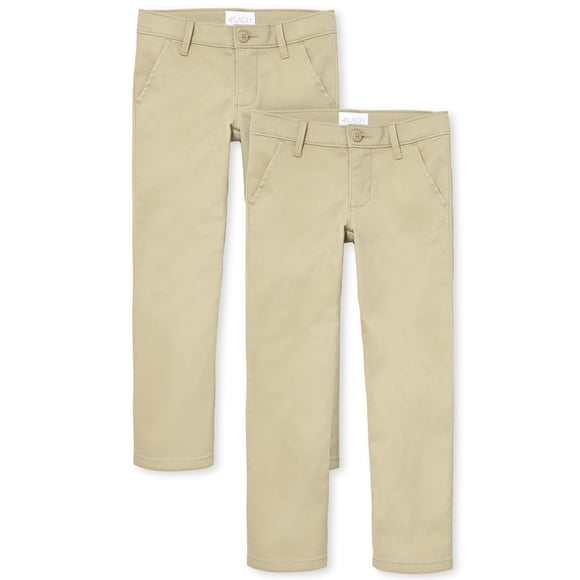 Pantalones skinny tipo chino para niñas The Children's Place 8 (color arena) - Pack de 2