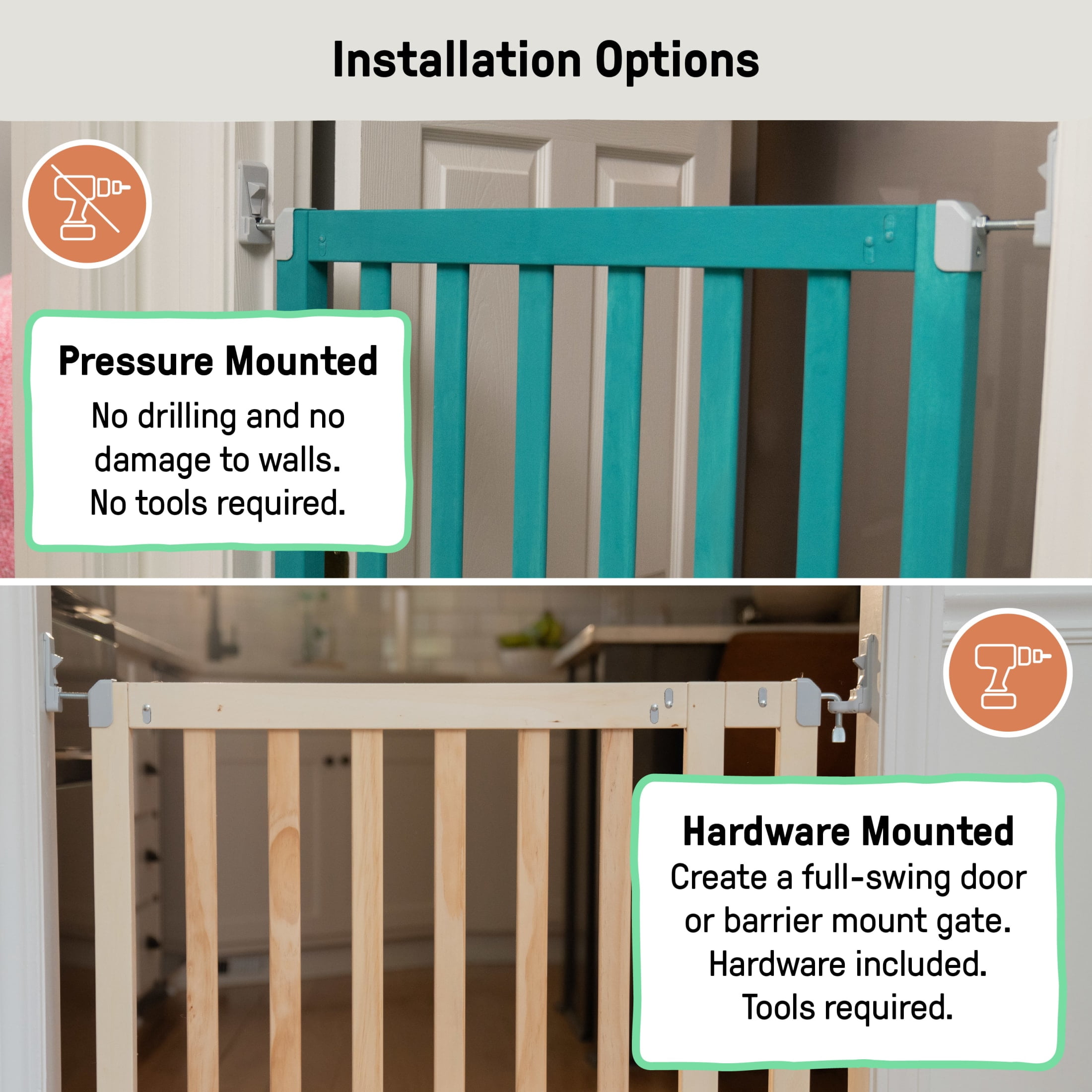 Ingenuity The Doorway 36S Series Custom Collection Pet and Baby Gate, Natural Wood Ready for Paint or Stain, Openings from 30-36" Wide, Ages 6-24 Months