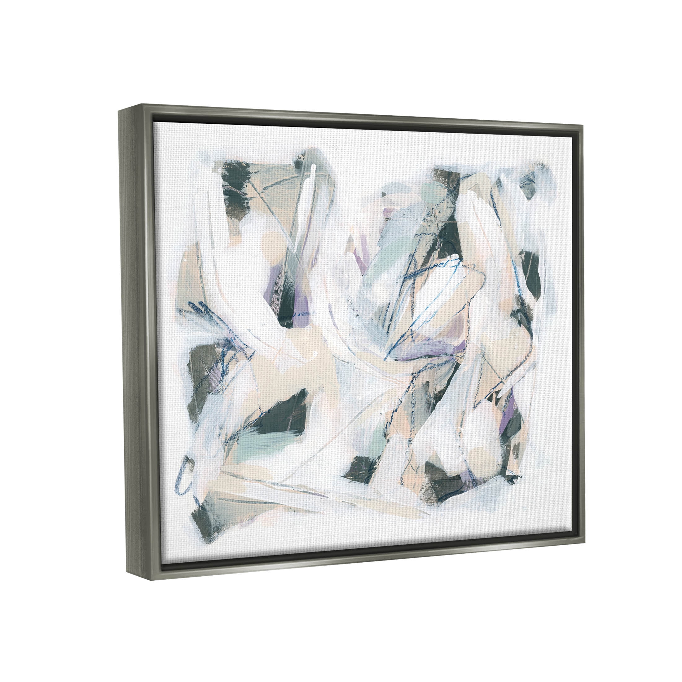 Stupell Industries Busy Abstract Streaks Arrangement Painting Luster Gray Floating Framed Canvas Print Wall Art, Design by June Erica Vess